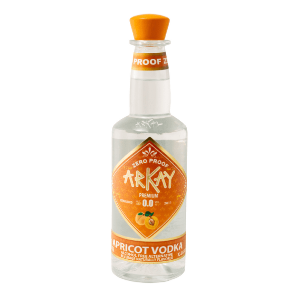 Deal 24 Bottles ArKay Apricot Vodka Zero Proof Spirits 33.3 FL OZ / 1 Liter